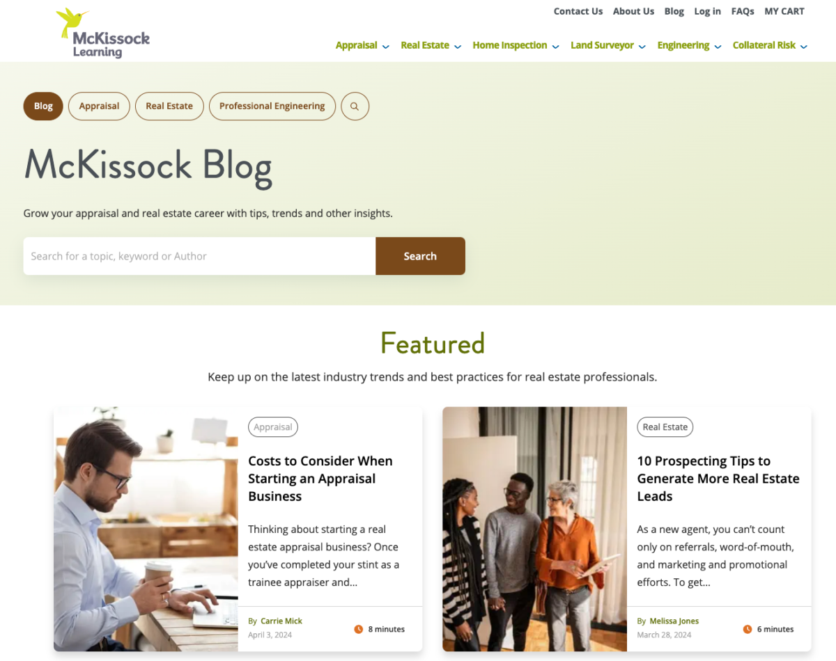 Screenshot of McKissock Learning blog