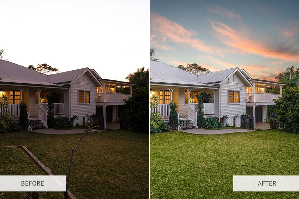 Before and after of edited home photos