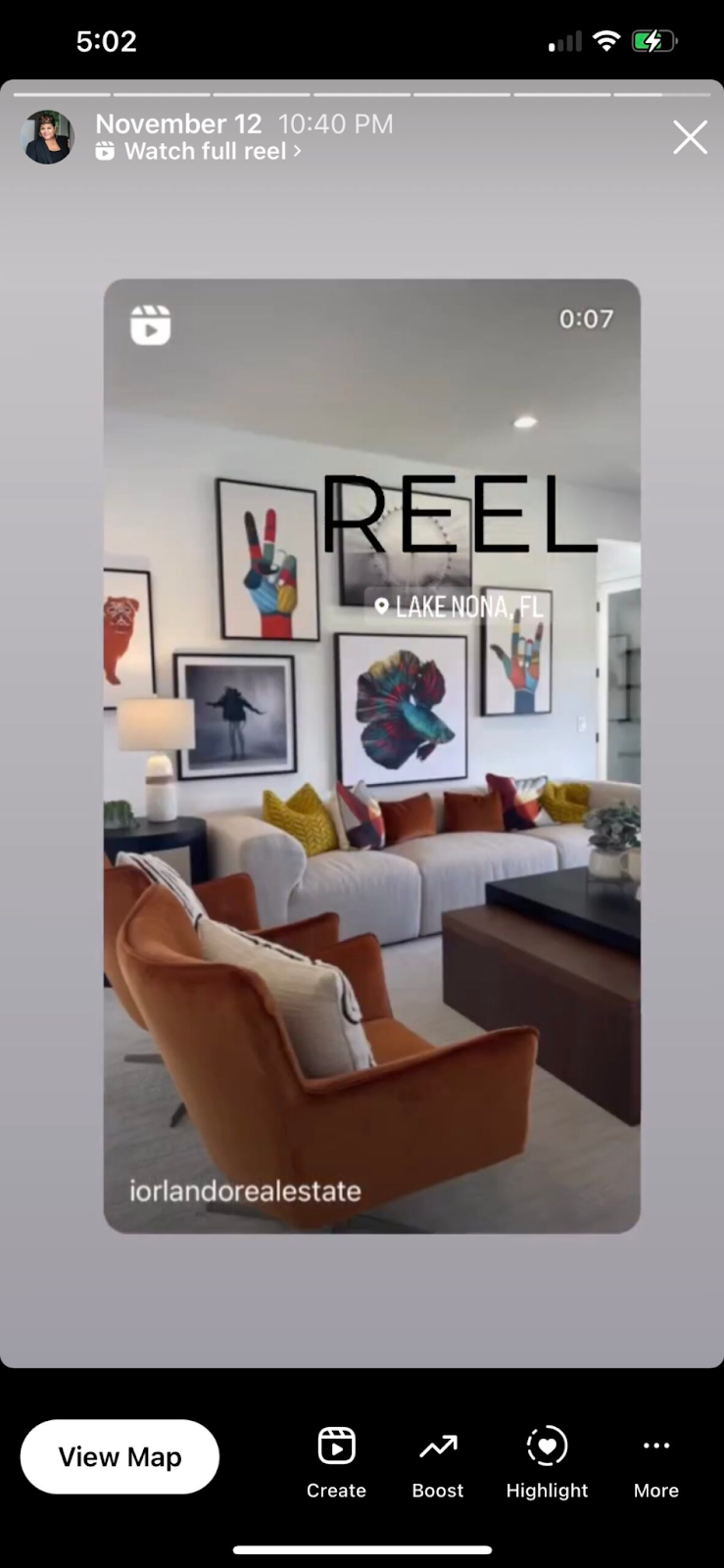 Screenshot of Instagram reel of a new home