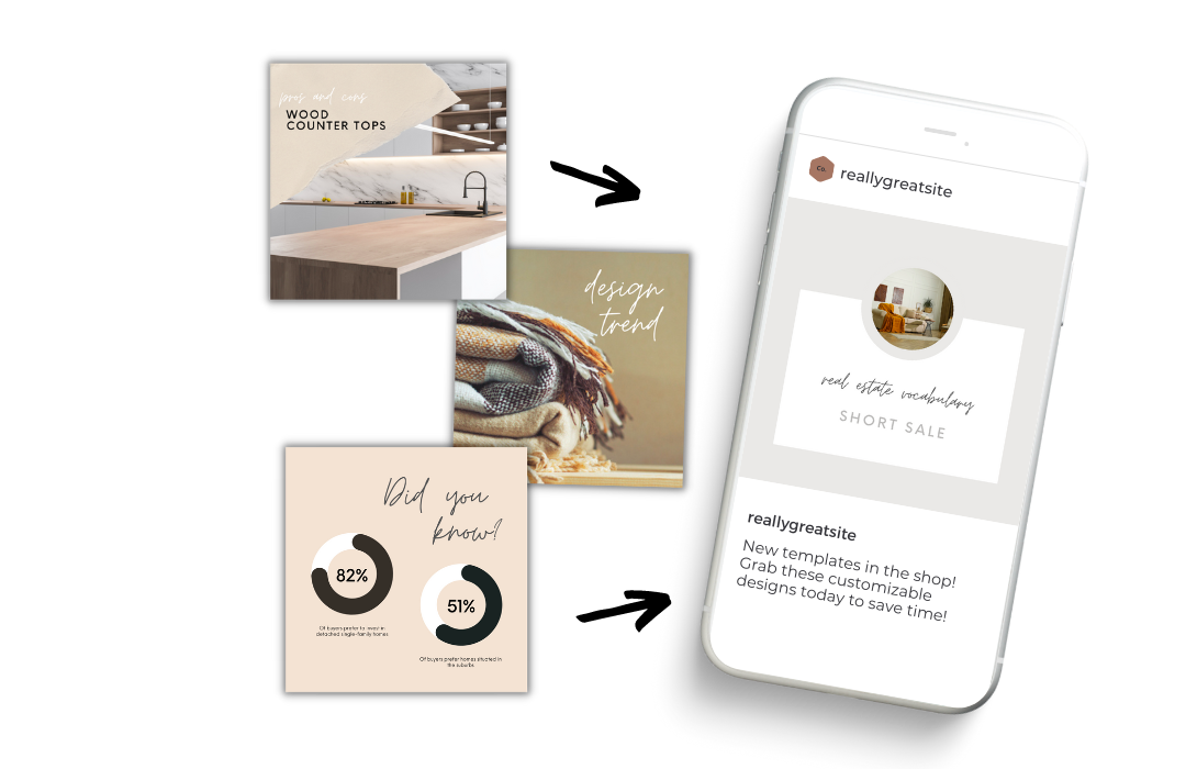 Mobile phone with examples of social media posts