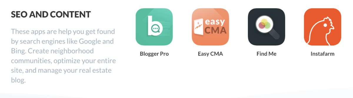 Icons of various content and SEO applications