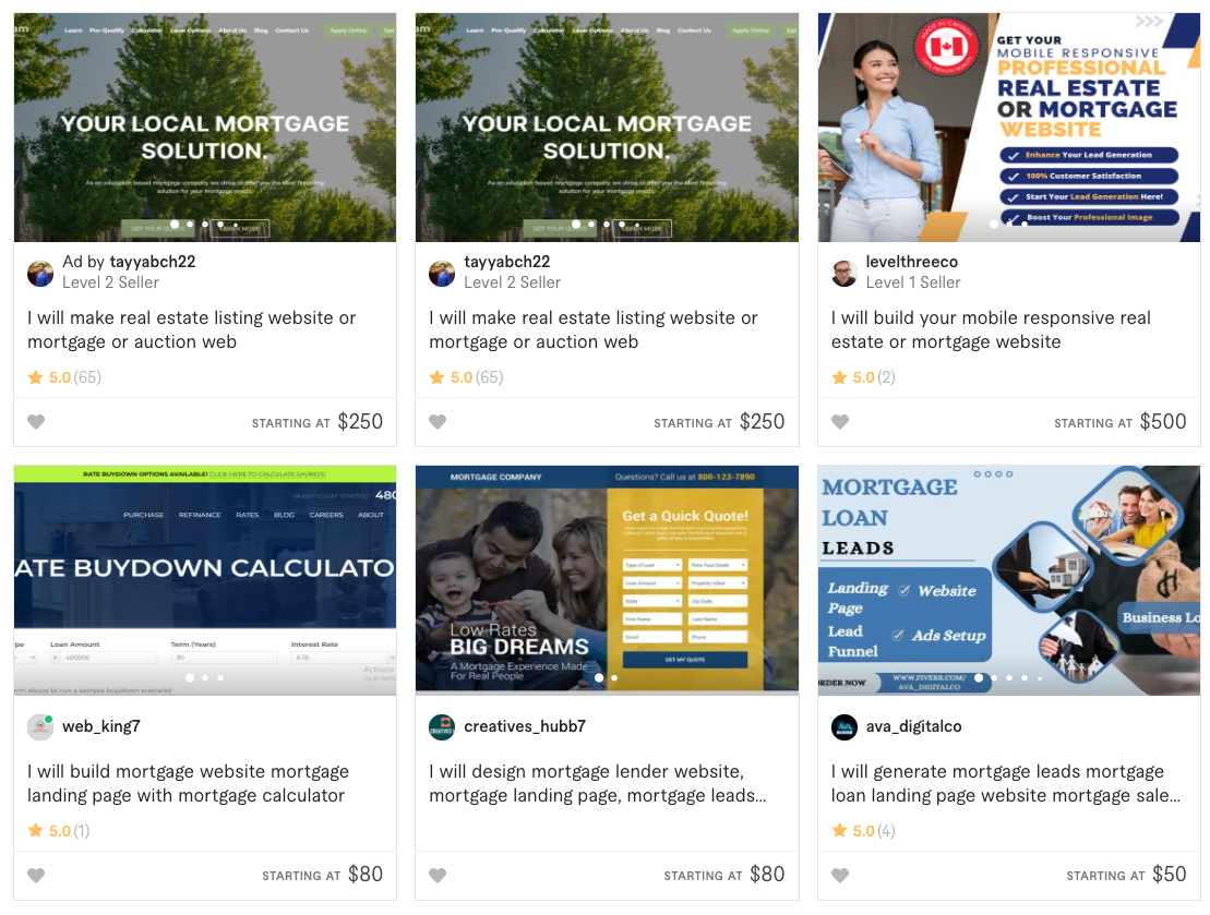 Freelance website services for mortgage brokers