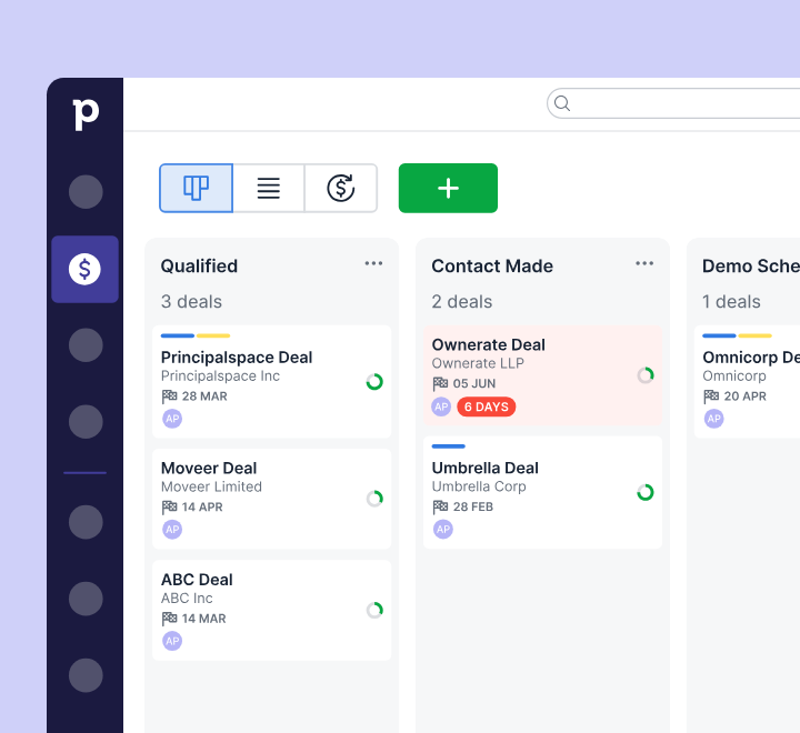 Screenshot of Pipedrive's pipeline management feature