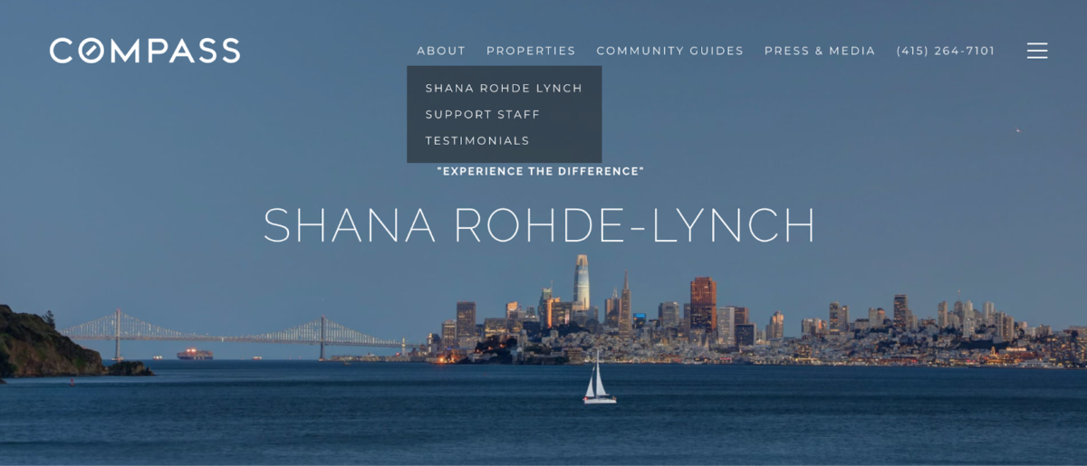 Home page of an agent's real estate website with straightforward menu and navigation tools