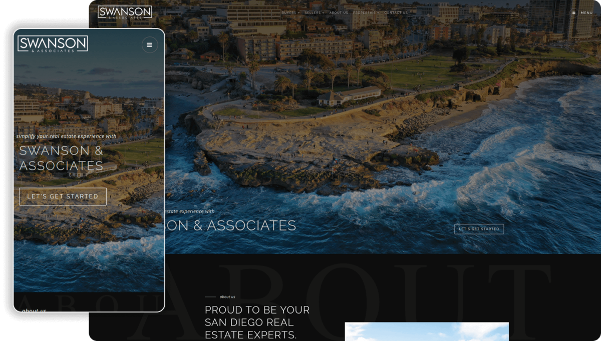 Swanson & Associates' real estate website displayed on desktop and mobile