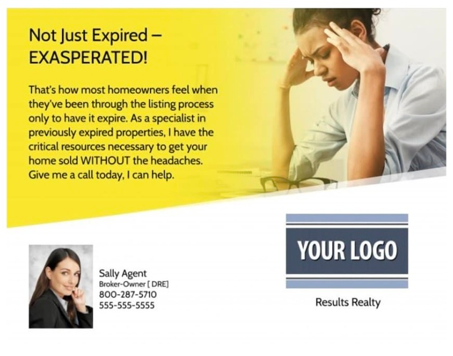 Screenshot of an example of direct mail marketing to expired listing leads
